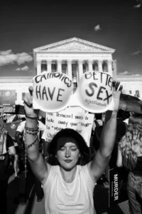 Woman at a protest